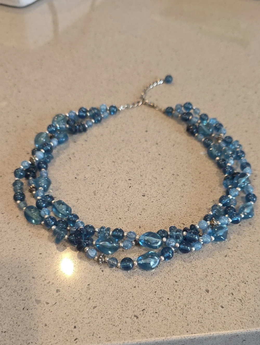 Blue Multi-Strand Glass Bead Necklace - Women's Jewelry - Picture 1 of 1